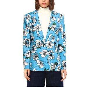 Haveone. Blue floral suit. Jacket with pants